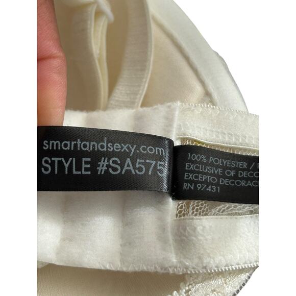 Smart and Sexy Bra SA575 Size 40C White Sequin Underwire Full Coverage - Picture 5 of 9